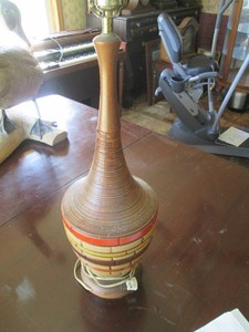 Unique Basket style porcelain table lamp approx 3ft tall