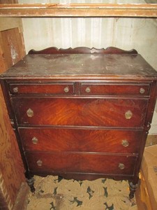 Vintage dark wood Chest of drawers highboy dresser