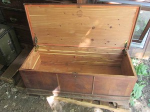 Vintage wood cedar chest storage trunk