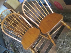 (4) wood spindle back dining chairs