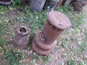 Vintage cast iron Kerosene heater and stove set