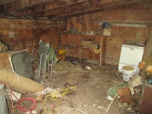 Content of former chicken coop including vintage furniture, appliances and other misc for parts, repair or scrap