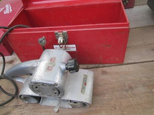 Miller Falls heavy duty belt sander with red metal All American tool box