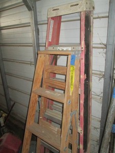 6ft Werner fiberglass ladder and 5ft wood Keller ladder .