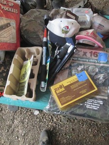 12x16ft camo tarp, padded bucket cover seat, instant fisherman and more