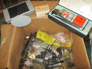 Gun cleaning kit, game call and misc hunting accessories