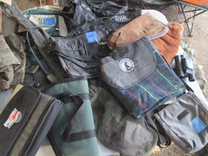 Binoculars, soft sided handgun cases, and tactical range bags