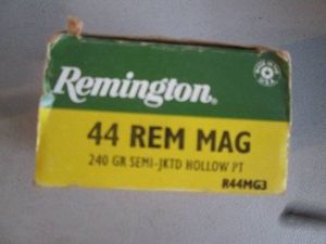 Remington 240 grain 44 Remington magnum hollow point high velocity cartidges
