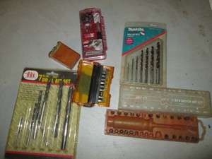 Variety of drill, screwdriver and router bits