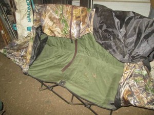 2 -person fold up camping chair with pop up hunting blind