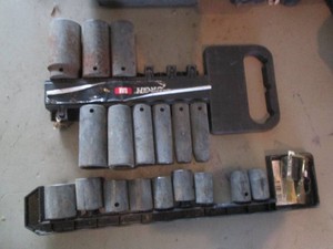 Collection of 12in SAE deep and shallow impact sockets