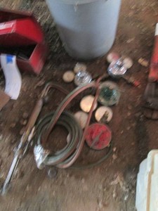 Variety of welding hoses, regulators and cutting torch head