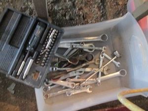 Variety of wrenches and screwdriver bits set