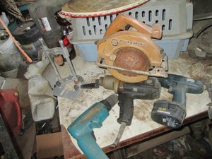 Variety of cordless and electric power tools electric tools will need new cords as they were cut off)