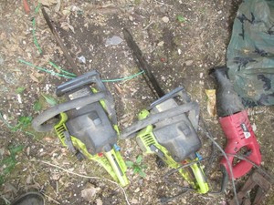 (2) Poulan Pro chainsaws with compression plus electric reciprocating skil saw