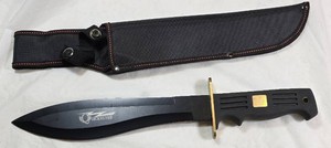 Quicksilver QS-577RUBB Bowie Knife  Large Black Fixed Blade  NEW