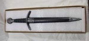 Decorative Medieval-Style Dagger Sword  Ornate Black & Silver  NEW