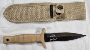EliteEdge 20-097DT Fixed Blade Knife  420C Steel, Tan Sheath  NEW