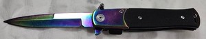 Dispatch DP8042-CL Rainbow Finish Folding Pocket Knife  Black Handle