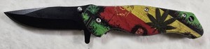 Bob Marley Rasta Graphic Folding Pocket Knife w Black Blade  NEW
