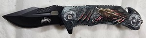 Master USA Dragon Folding Rescue Knife  Black Stainless Steel  NEW