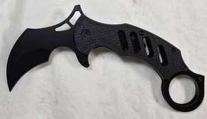 Black 440 Stainless Karambit-Style Folding Knife Finger Ring  NEW