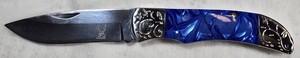 The Bone Edge Blue Decorative Folding Knife – 3Cr13 Steel – NEW