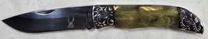 The Bone Edge Green Marbled Folding Knife  3Cr13 Steel  NEW