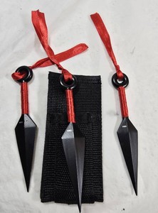 DISPATCH 3-Piece Throwing Knife Set with Sheath  Black & Red