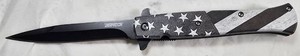 DISPATCH American Flag Folding Stiletto  Pocket Knife  Black Blade  NEW