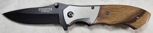 Defender Xtreme 5240 Black Blade Wood-Look Handle Folding Knife