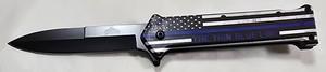 Master USA Thin Blue Line American Flag Folding Stiletto NEW