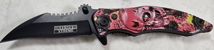 Defender Xtreme Red Mechanical Skull Tactical Folding Knife  NEW