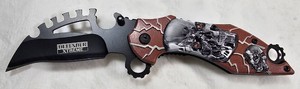 Defender Xtreme Skull Tactical Folding Knife  Unique Cutout Blade NEW