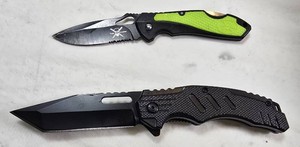 2-Piece Folding Knife Lot  Bold Black Tanto & Neon Green Tactical-Style Knives  NEW