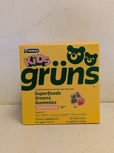 NEW U SNACKS KIDS GRUNS SUPERFOODS GREENS GUMMIES DIETARY SUPPLEMENT 35CT