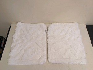 WELHOME BY WELSPUN PRINTED BATH RUGS 2 PACK WHITE