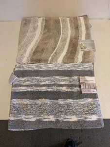 MINERAL SPRING COTTON SWIRL BATH MAT GRAY & TAN 2 CT