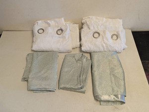 5PC ASSORTED CURTAINSPANELS GREENWHITE
