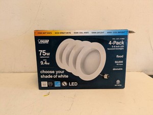 NEW FEIT ELECTRIC 75W 5-6 RECESSED DOWNLIGHTS 4PK