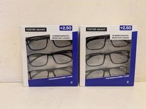 (2) NEW FOSTER GRANT 2.50 READING GLASSES 3PK