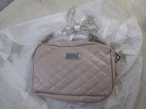 (A-3) New Bella Russo Pale Pink Quilted Crossbody Purse with Chain Strap