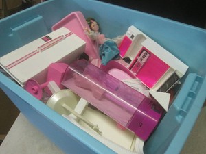 (F-1) Tote of Assorted Barbie Doll Accessories Etc