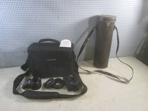 (A-2) New Canon Camea Bag with 2 Vivitar Camers Lenses and Cylindrical Hard Case 14 x 4