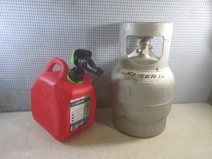 (F-1) 2-Gallon Gas Can and Refrigerant Cylinder Empty