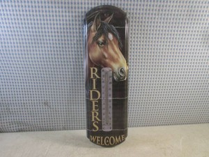 (G-1) Metal Horse Riders Welcome Thermometer 17 14 x 5 14