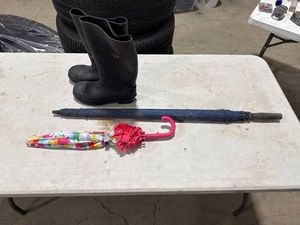 Rain Boots & Umbrellas Lot