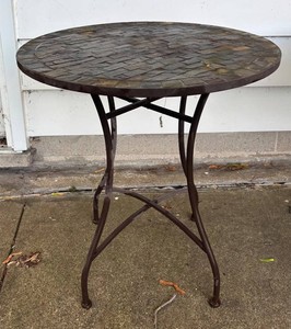 BY - Round Slate Tile Mosaic Top Patio Table