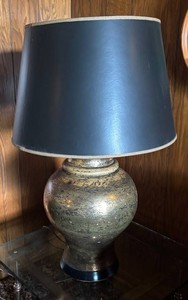 LLR - Vintage Brass Table Lamp With Black Tapered Shade