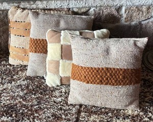 LLR - Four Vintage Accent Pillows with Woven Geometric Designs